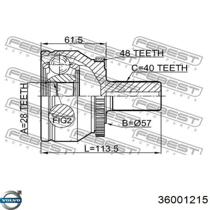 Привод передний левый Volvo 36001215 цена, от 179.86 USD
