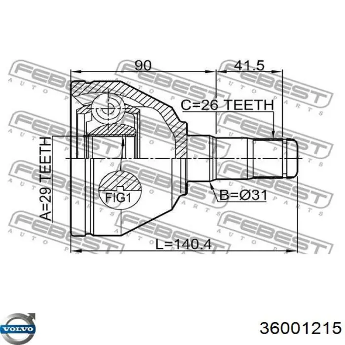 Купить 36001215 Volvo Привод в сборе левый