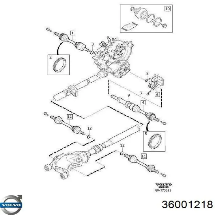 Правая полуось 36001218 Volvo