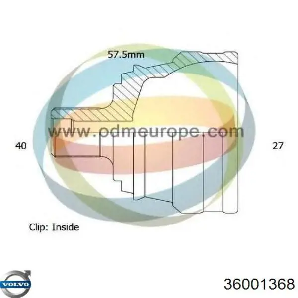 Полуось (привод) передняя левая 36001368 Volvo