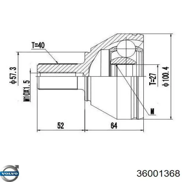 36001368 Volvo Полуось передняя левая