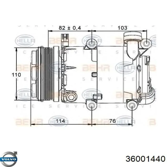 Компрессор кондиционера 36001440 Volvo