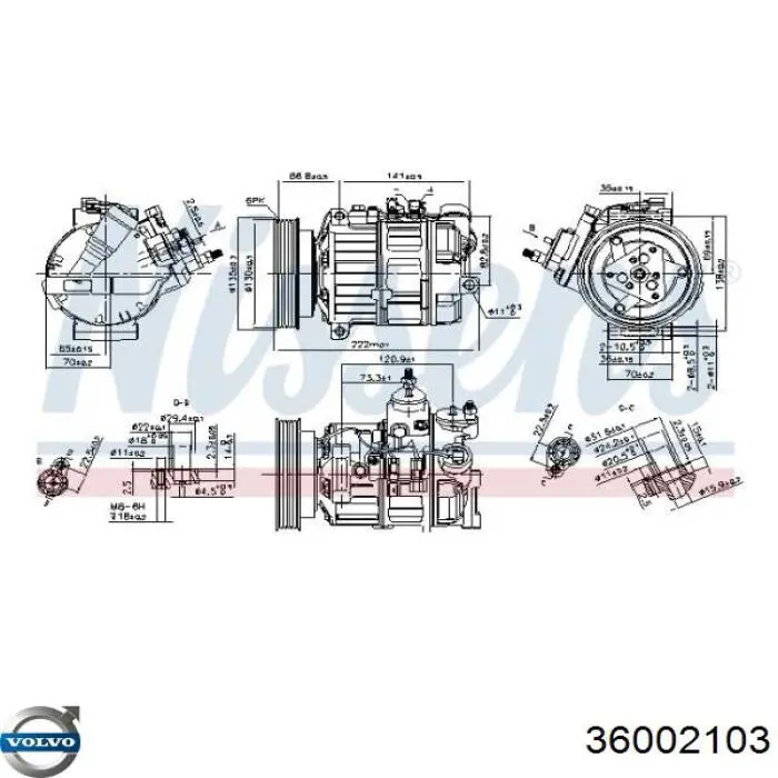 Компрессор кондиционера 36002103 Volvo