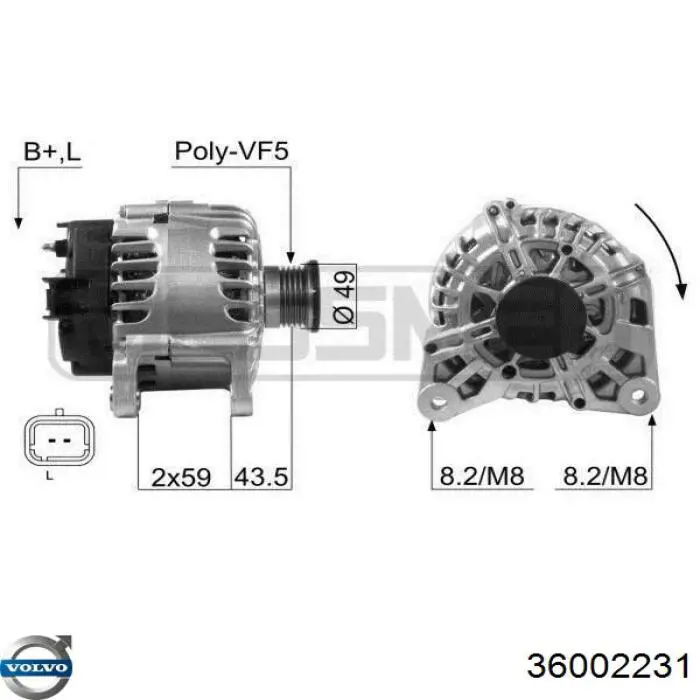 36002231 Volvo генератор
