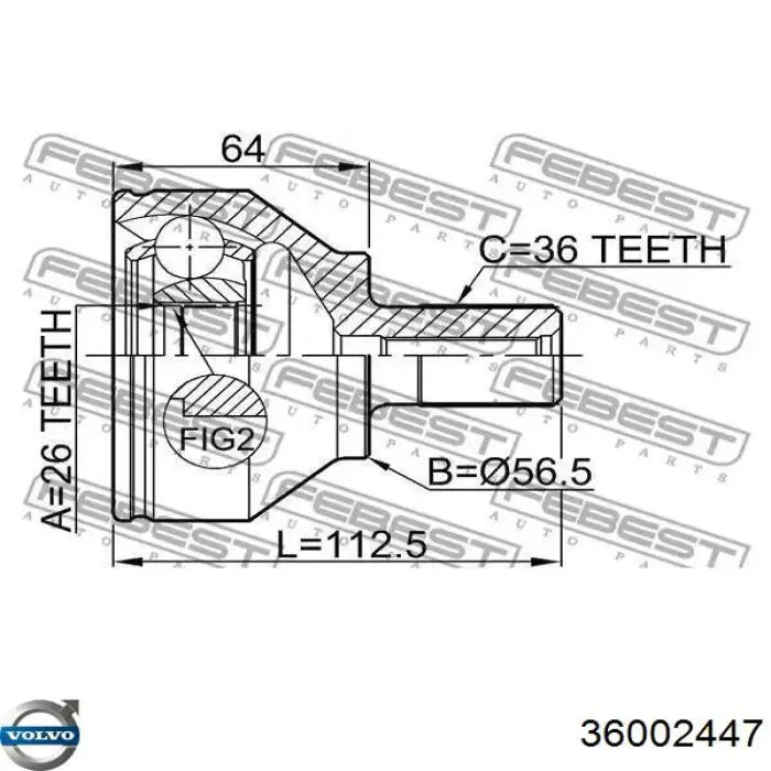 Привод передний левый Volvo 36050797 цена, от 75.85 USD