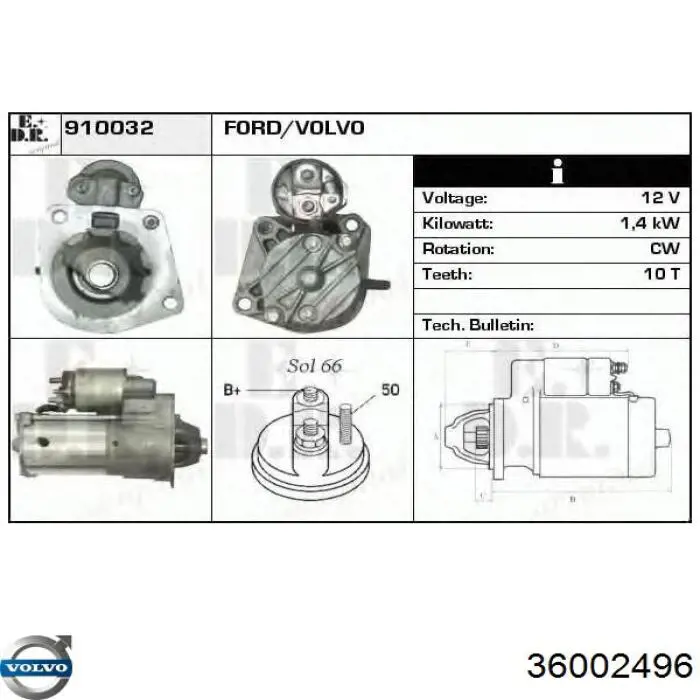 Стартер 36002496 Volvo
