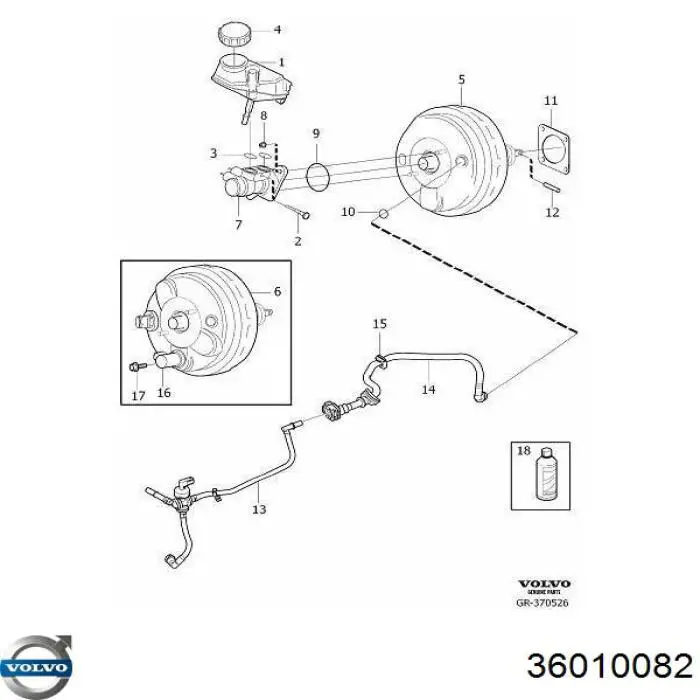 36010082 Volvo Цилиндр тормозной, главный