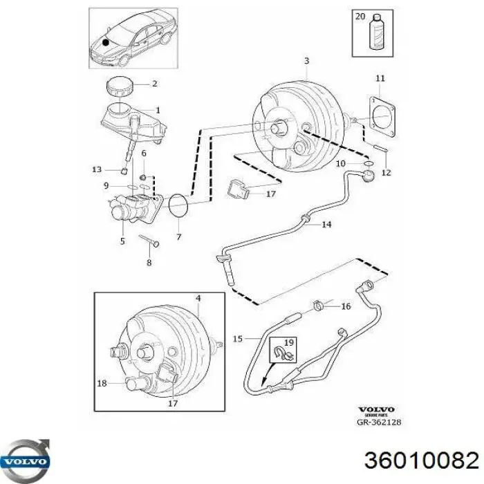 Купить 36010082 Volvo Главный тормозной цилиндр
