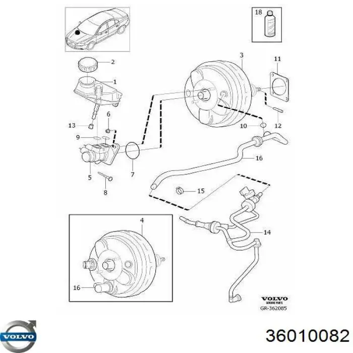 Цилиндр главный тормоза (гидротормозов) Volvo 36010082 цена, от 70.38 USD