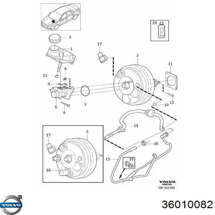 Главный тормозной цилиндр 36010082 Volvo