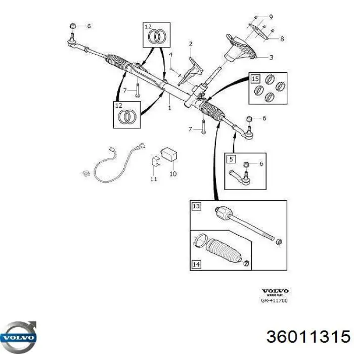 Рулевая рейка 36011315 Volvo