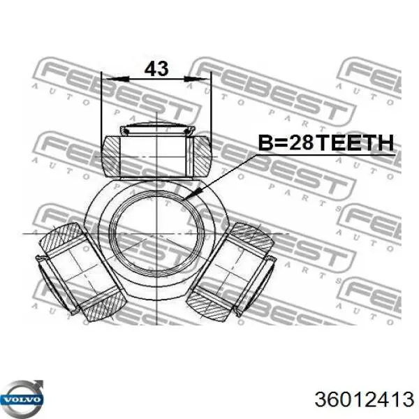 36012413 Volvo шрус внутренний, тришиб/трипод/трипоид