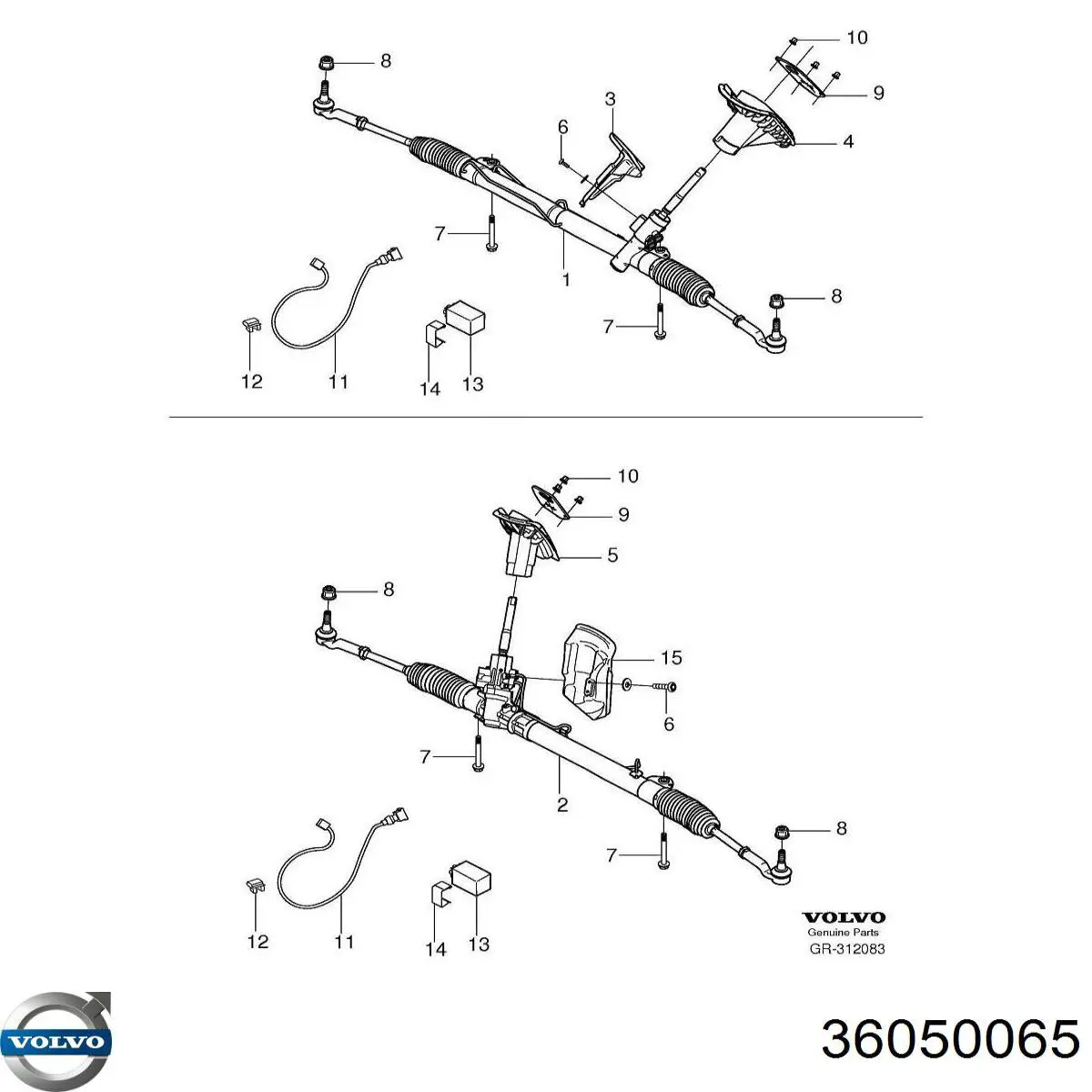 36050065 Volvo cremalheira da direção