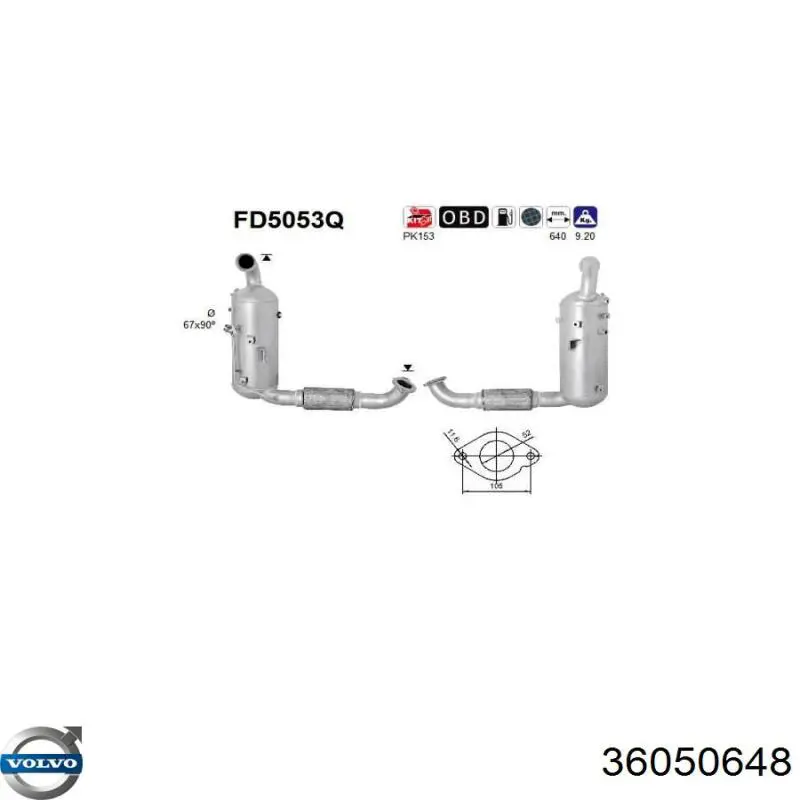 36050648 Volvo filtro de partículas do sistema dos gases de escape