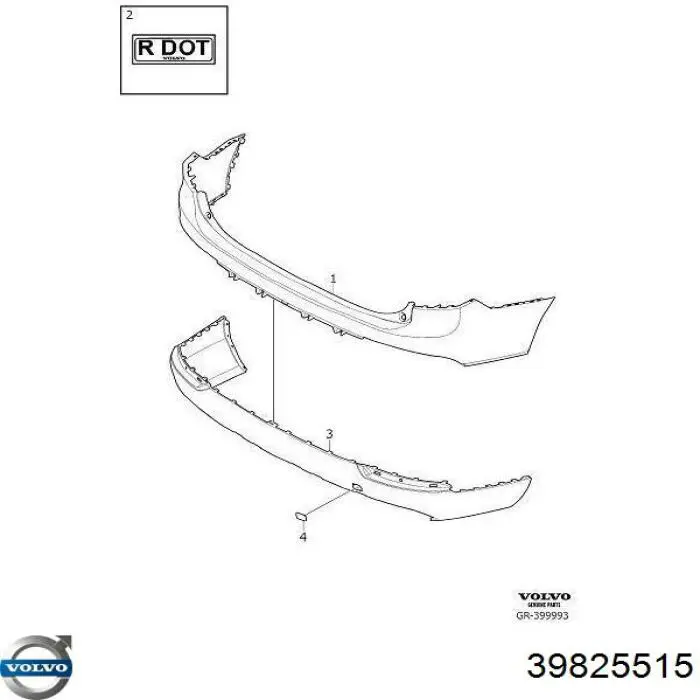 39825515 Volvo Передняя заглушка бампера буксировочного крюка
