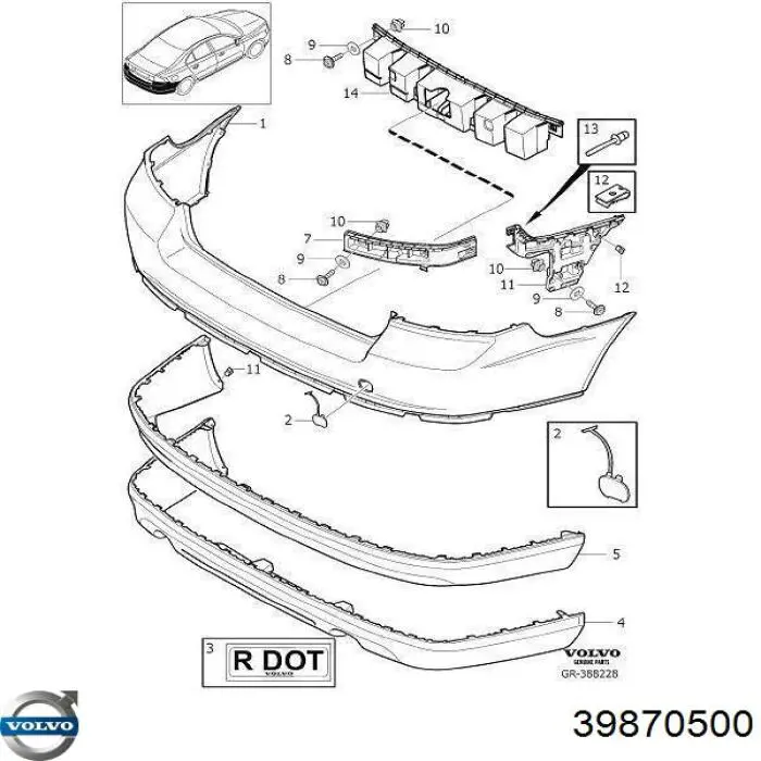 39870500 Volvo Задний бампер