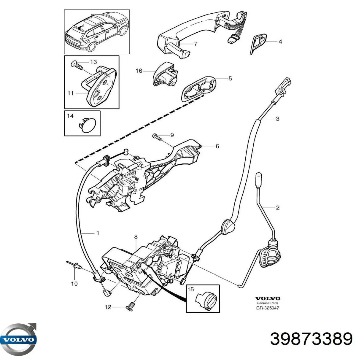 Купить 39873389 Volvo Ручка двери задней наружная