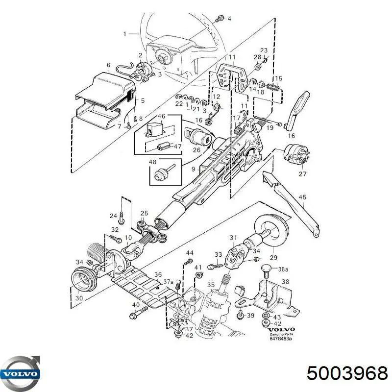 5003968 Volvo cremalheira da direção