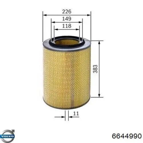 Купить 6644990 Volvo Автомобильный фильтр воздуха