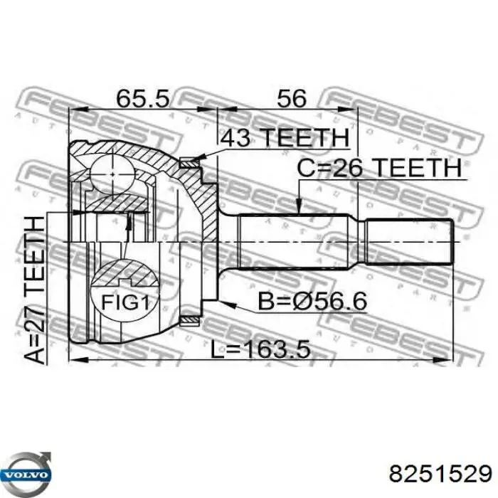 G2V003PC Pascal Полуось передняя левая