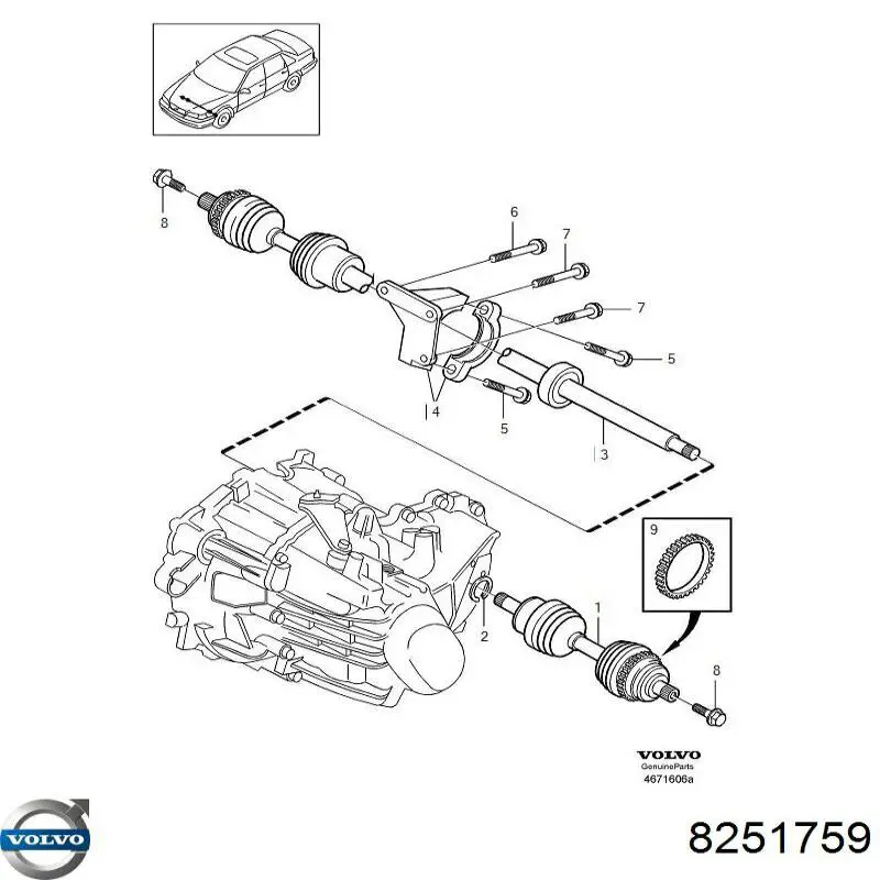 Правая полуось 8251759 Volvo