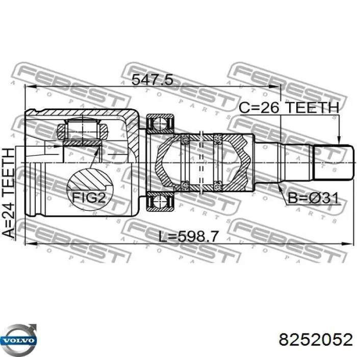 Привод передний правый Volvo 8252052 цена, от 912.13 USD