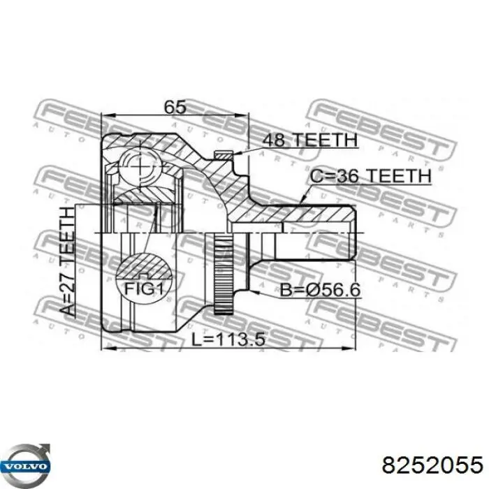 Привод передний правый Volvo 36000534 цена, от 816.91 USD