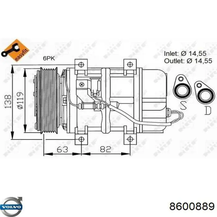 Компрессор кондиционера 8600889 Volvo