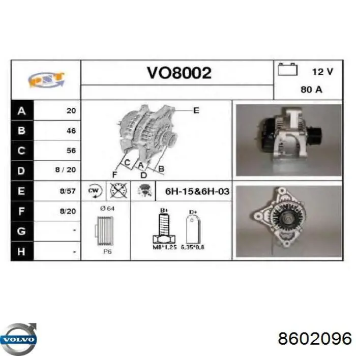 Генератор 36050265 Volvo