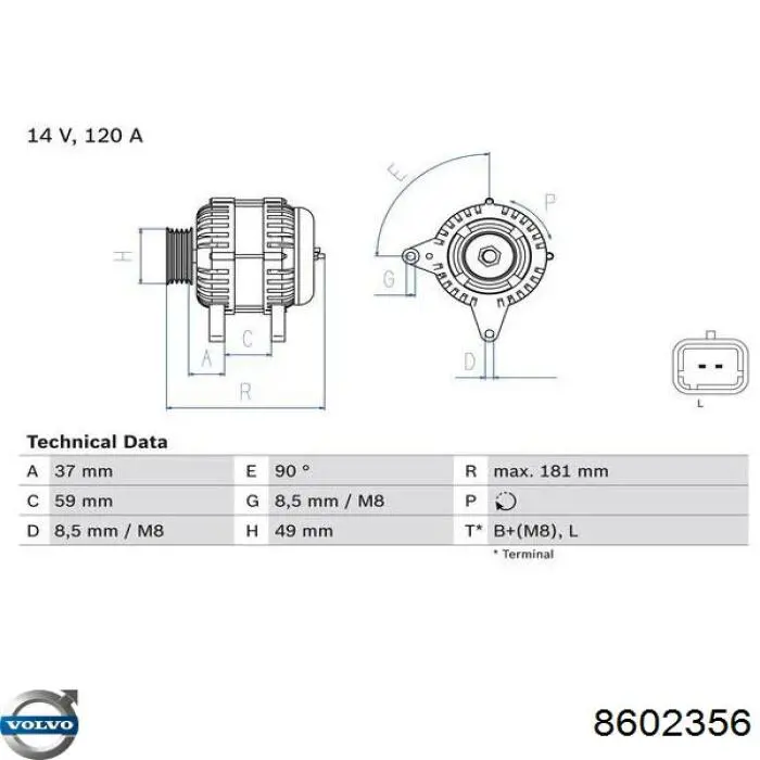 8602356 Volvo Генератор автомобильный