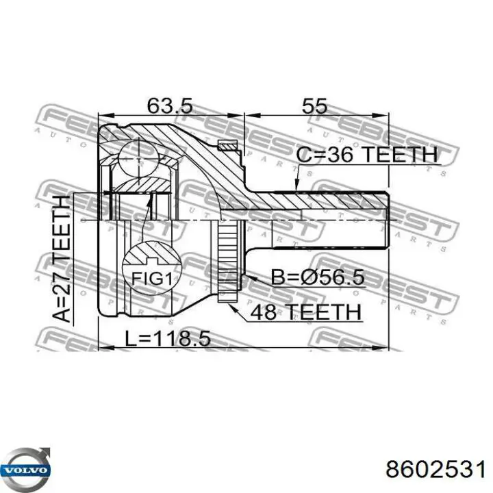 Привод передний левый Volvo 8602531 цена, от 128.63 USD