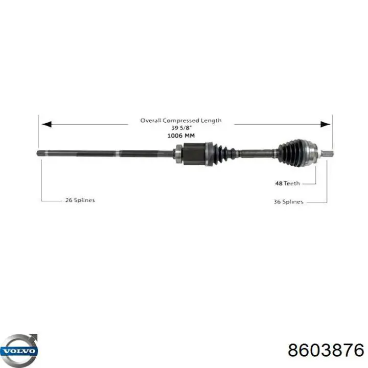 Привод передний правый Volvo 8603876 цена, от 816.91 USD