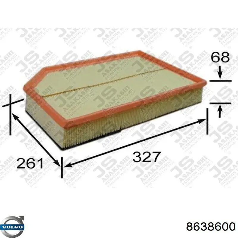 Купить 8638600 Volvo Автомобильный фильтр воздуха