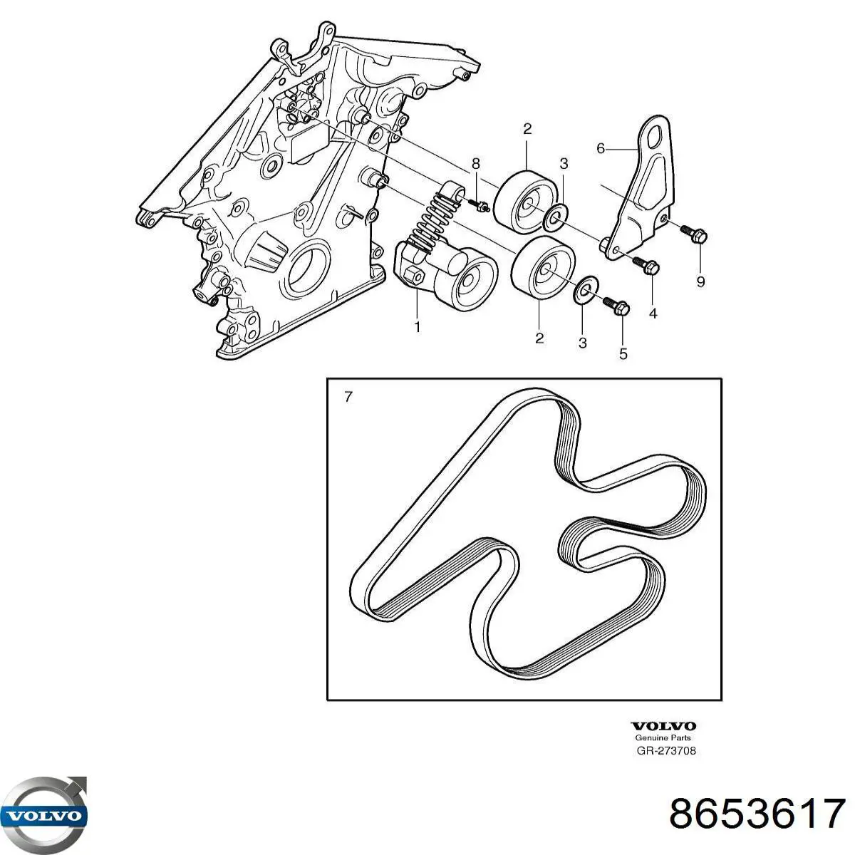 Купить 8653617 Volvo Ремень генератора