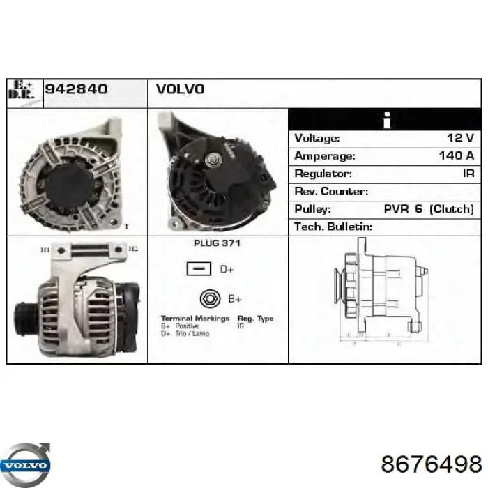8676498 Volvo генератор