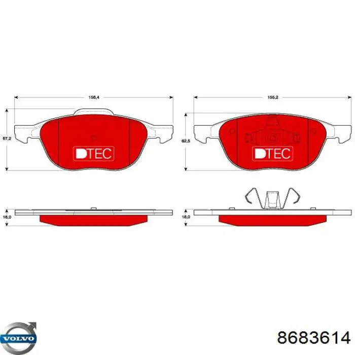 Задние тормозные колодки 8683614 Volvo