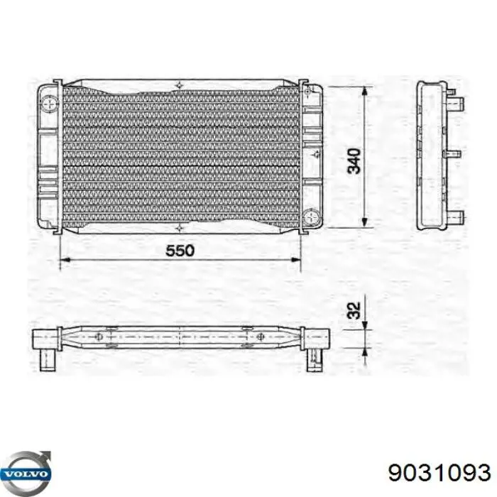 Радиатор охлаждения двигателя на Volvo 340/360  344