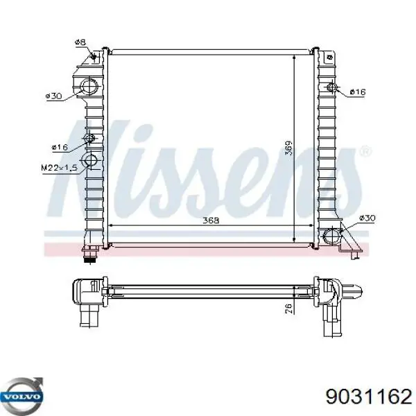 Радиатор охлаждения двигателя Volvo 9031162 цена, от 119.67 USD