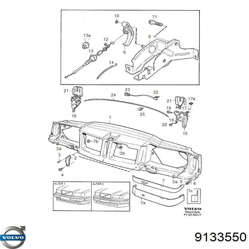 Ресничка (накладка) правой фары 9133550 Volvo