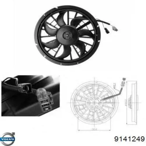Compre 9141249 Volvo Ventilador elétrico de esfriamento montado (motor + roda de aletas)