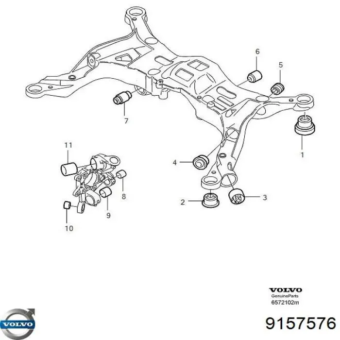 9157576 Volvo сайлентблок задней балки (подрамника)
