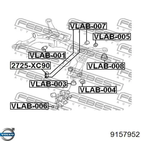 Сайлентблок заднего подрамника Volvo 9157952 цена, от 13.08 USD