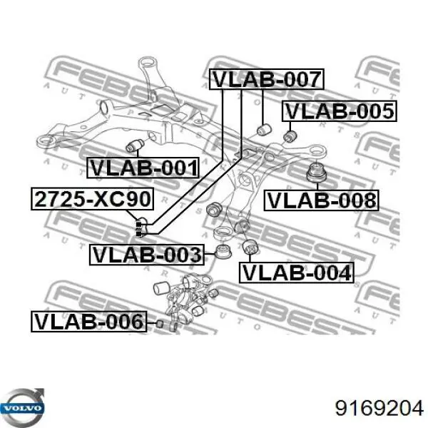 Купить 9169204 Volvo Сайлентблок задней балки