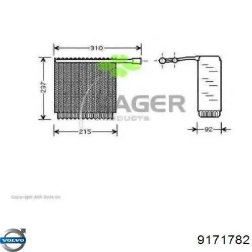 9171782 Volvo Радиатор отопителя салона