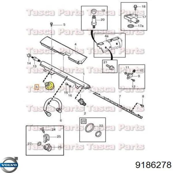 Regulador de pressão de combustível na régua de injectores para Volvo S80 I TS, TH, KV