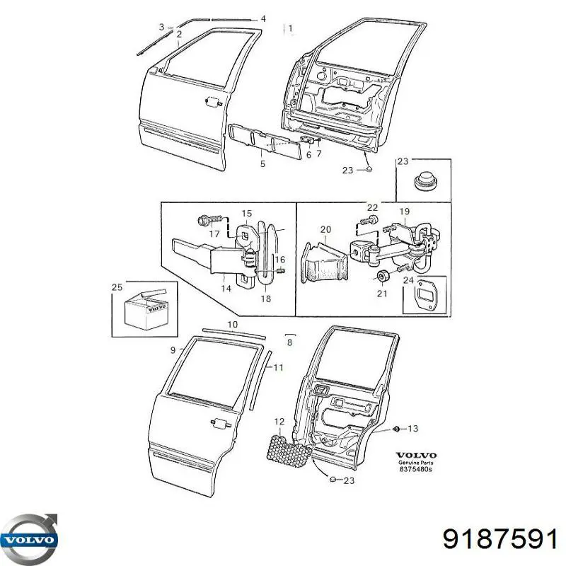 9187591 Volvo Ограничитель открывания двери