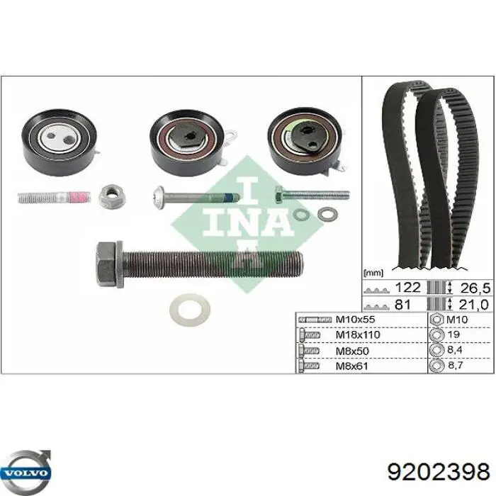 ГРМ ремни, комплект Volvo 9202398 цена, от 58.49 USD