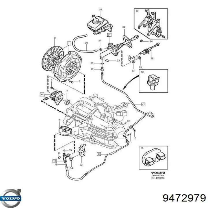 Датчик положения педали сцепления Volvo 9472979