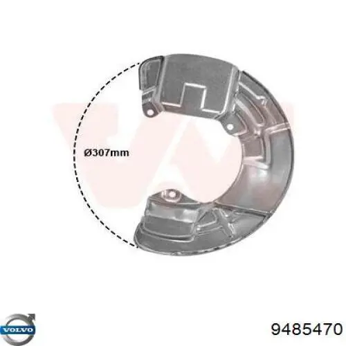9485470 Volvo proteção do freio de disco dianteiro direito