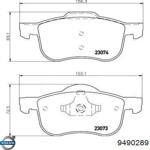 Передние тормозные колодки 9490289 Volvo